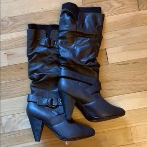 Under the knee heel boots